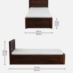 Eorten Sheesham Wood Single Bed In Provincial Teak Finish With Box Storage - Image 4