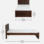 Lorixa Solid Wood Single Bed in Rich Walnut Tone - Image 5
