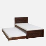 Qalvora Wooden Single Bed with Strong Base in Natural Finish - Image 2