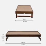 Qalvora Wooden Single Bed with Strong Base in Natural Finish - Image 3