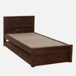 Qalvora Wooden Single Bed with Strong Base in Natural Finish - Image 5