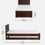 Qalvora Wooden Single Bed with Strong Base in Natural Finish - Image 14