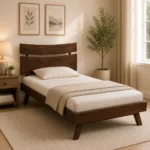 Senviro Solid Wood Single Bed with Elegant Headboard Design