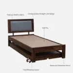 Oelmora Solid Wood Single Bed with Minimalist Design and Smooth Finish - Image 7