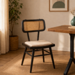 Siker Teak Dining Chair In Charcoal Black Colour (SET OF 2)