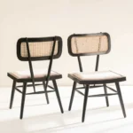 Siker Teak Dining Chair In Charcoal Black Colour (SET OF 2) - Image 5
