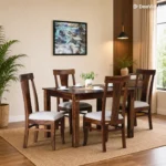 Norveth Solid Wood Dining Table in Deep Nature Tone