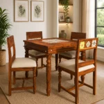 Uelvora Sheesham Wood Dining Set in Light Earth Finish