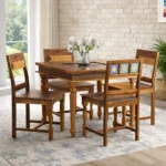 Beltrix Solid Wood Dining Table in Raw Nature Tone