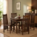 Porvexa Solid Wood Dining Table with Natural Texture and Strong Wooden Base