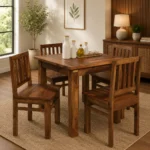 Servixa Solid Wood 6 Seater Dining Table in Natural Grain Finish for Modern Homes