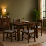 Ylara Solid Sheesham Wood 4 Seater Dining Table in Natural Teak Finish
