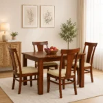 Farin Solid Mango Wood 4 Seater Dining Table in Distressed Natural Finish