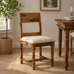 Nain Sheesham Wood Dining Chairs In Provincial Teak Finish (Set Of 2) With Cushioned Chairs