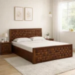 Wuvora Solid Wood Storage Bed in Soft Natural Finish