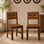 Nain Sheesham Wood Dining Chair In Rustic teak Finish (Set Of 2)