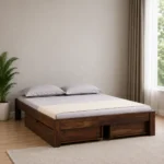 Marnixa Sheesham Wood Storage Bed in Earthy Wood Finish
