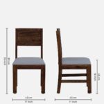 Nain Sheesham Wood Dining Chairs In Provincial Teak Finish with Grey Cushion (Set Of 2) - Image 3