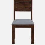 Nain Sheesham Wood Dining Chairs In Provincial Teak Finish with Grey Cushion (Set Of 2) - Image 6