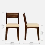 Nain Sheesham Wood Cushioned Dining Chair With Brass Inlay In Provincial Teak Finish (SET OF 2) - Image 3