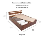 Naple Finish Queen Size Wooden Storage Bed with Modern Minimal Design - Image 4