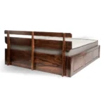 Naple Finish Queen Size Wooden Storage Bed with Modern Minimal Design - Image 7