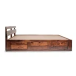 Naple Finish Queen Size Wooden Storage Bed with Modern Minimal Design - Image 8