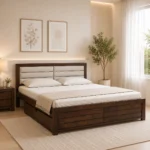 Pion Solid Sheesham Wood King Size Hydraulic Storage Bed in Classic Finish