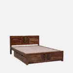 Iavana Premium Hydraulic Bed with Spacious Box Storage in Dark Walnut Finish - Image 3