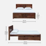 Iavana Premium Hydraulic Bed with Spacious Box Storage in Dark Walnut Finish - Image 6