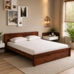 Eiresto Handcrafted Natural Wood Platform Bed for Modern Interior Styling