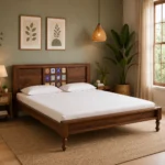 Rlsovia Natural Finish Solid Wood Bed with Sophisticated Modern Look