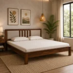Uovanta Elegant Natural Texture Wooden Queen Bed for Stylish Bedrooms
