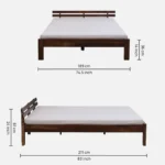 Yorvella Contemporary Natural Oak Wood Bed with Elegant Headboard Design - Image 3