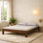 Gasavelle Natural Oak Finish Platform Bed for Contemporary Living Spaces