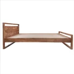 Eephora Solid Sheesham Wood Queen Size Bed with Natural Walnut Finish - Image 2