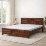 Yrvon Queen Size Bed Without Storage in Smoked Walnut Finish by Elmarq