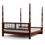 Haveli Four Poster Bed Without Storage in Classic Teak Finish by Woodmahal - Image 3