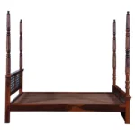 Haveli Four Poster Bed Without Storage in Classic Teak Finish by Woodmahal - Image 7