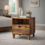 Rlvara Wooden Night Stand with Open Shelf Storage