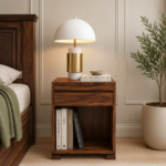 Doodlark Modern Nightstand with Drawer and Open Rack