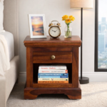 Prestive Bedroom Side Table with Utility Storage Shelf