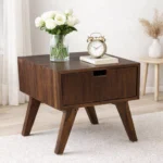 GillowCraft Solid Wood Bedside Table with Natural Oak Finish