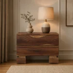 Flassic Timber Finish Modern Nightstand Table