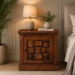 Hustica Handcrafted Wooden Bedside Cabinet with Drawer