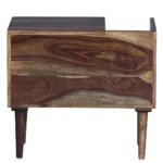 Geritage Carved Solid Wood Nightstand in Teak Finish - Image 3