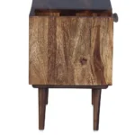 Geritage Carved Solid Wood Nightstand in Teak Finish - Image 4