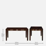 Kilgiri Premium Teak Wood 4 Seater Rectangular Dining Table in Walnut Finish - Image 5