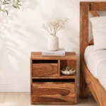 Blpine Natural Finish Bedside Table
