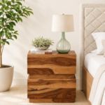 Pelix Natural Finish Solid Wood Bedside Cabinet